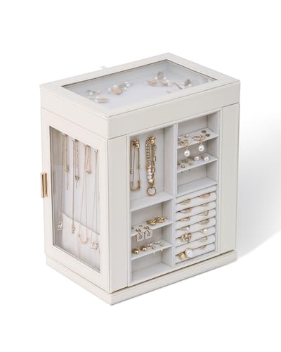 CASEGRACE 360° drehbare Schmuckschatulle mit 6 Ebenen, offenes Design, vertikaler Organizer mit Glasfenster, perfekt für den täglichen Gebrauch zu Hause oder als Geschenk für Frauen, Ring-, Halsketten CASEGRACE 360° drehbare Schmuckschatulle mit 6 Ebenen, offenes Design, vertikaler Organizer mit Glasfenster, perfekt für den täglichen Gebrauch zu Hause oder als Geschenk für Frauen, Ring-, Halsketten von CASEGRACE