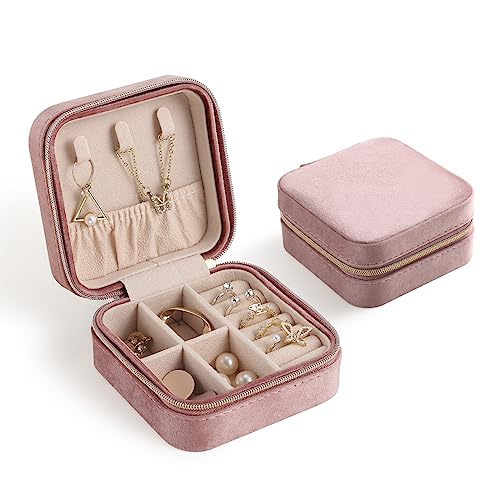 CASEGRACE Reise-Schmuckkästchen, Plüsch-Samt-Schmuckschatulle, kleiner Schmuck-Reise-Organizer, Präsentation, Ringe, Halsketten, Armbänder, Ohrringe, Aufbewahrungsbox für Damen und Mädchen, Rosa CASEGRACE Reise-Schmuckkästchen, Plüsch-Samt-Schmuckschatulle, kleiner Schmuck-Reise-Organizer, Präsentation, Ringe, Halsketten, Armbänder, Ohrringe, Aufbewahrungsbox für Damen und Mädchen, Rosa von CASEGRACE