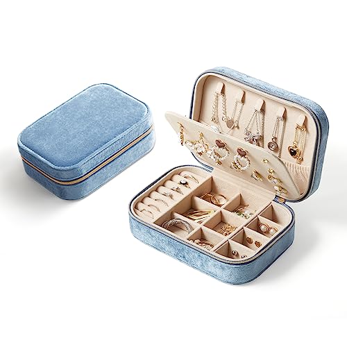 CASEGRACE Reise-Schmuckschatulle aus Plüschsamt, tragbares Schmuckkästchen für Damen und Mädchen, doppellagiger Schmuck-Organizer, Präsentationsbox für Halsketten, Ohrringe, Ringe, Armbänder, CASEGRACE Reise-Schmuckschatulle aus Plüschsamt, tragbares Schmuckkästchen für Damen und Mädchen, doppellagiger Schmuck-Organizer, Präsentationsbox für Halsketten, Ohrringe, Ringe, Armbänder, von CASEGRACE
