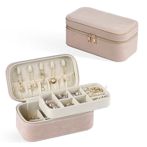 CASEGRACE Reise-Schmuckschatulle aus Plüschsamt, tragbares Schmuckkästchen für Damen und Mädchen, doppellagiger Schmuck-Organizer, Präsentationsbox für Halsketten, Ohrringe, Ringe, Armbänder, CASEGRACE Reise-Schmuckschatulle aus Plüschsamt, tragbares Schmuckkästchen für Damen und Mädchen, doppellagiger Schmuck-Organizer, Präsentationsbox für Halsketten, Ohrringe, Ringe, Armbänder, von CASEGRACE