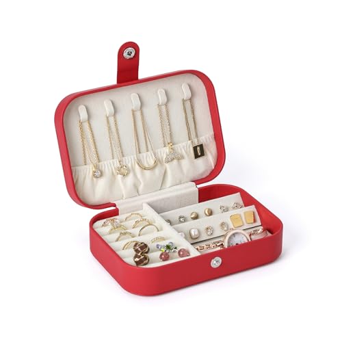 CASEGRACE Schmuckschatulle für Damen, tragbar, Reise-Schmuckkästchen für Halsketten, Ohrringe, Ringe, Schmuckhalter, Geschenk-Box, Mädchen von CASEGRACE