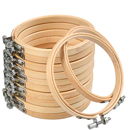 12er 10 cm Bambus Stickrahmen Set mit Kreuzstich Ringen, Mini Bambus Kreis Einstellbar stickring holz, runde Stickringe, Stickrahmen, Bambus Kreis, Kreuzstich Hoop Ringe für Stickerei Nähen Quilten 12er 10 cm Bambus Stickrahmen Set mit Kreuzstich Ringen, Mini Bambus Kreis Einstellbar stickring holz, runde Stickringe, Stickrahmen, Bambus Kreis, Kreuzstich Hoop Ringe für Stickerei Nähen Quilten von CASMIGC