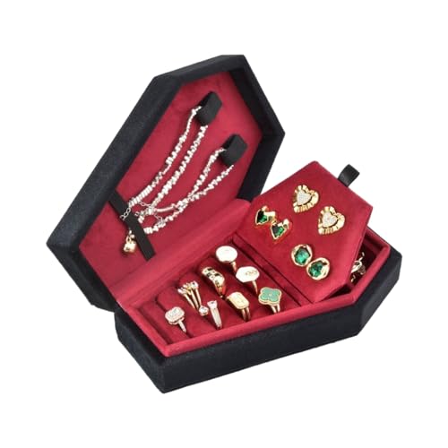 CASNO Luxuriöse Sarg-Schmuckschatulle, Samt, Ringe, Halskette, Behälter, vielseitig, Schmuckaufbewahrung, Zubehör, Geschenk für Gothic-Liebhaber CASNO Luxuriöse Sarg-Schmuckschatulle, Samt, Ringe, Halskette, Behälter, vielseitig, Schmuckaufbewahrung, Zubehör, Geschenk für Gothic-Liebhaber von CASNO