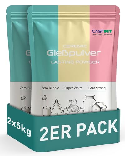 CASTDIY Gießpulver 10 kg, Blasenfrei, Extraweiß, Extrahart, Geruchlos, Gipsgießpulver für Silikonformen, Schnelle Entformung in 30 Minuten, Geeignet für Kunsthandwerk, Ornamente, Gipsstatuen, DIY von CASTDIY