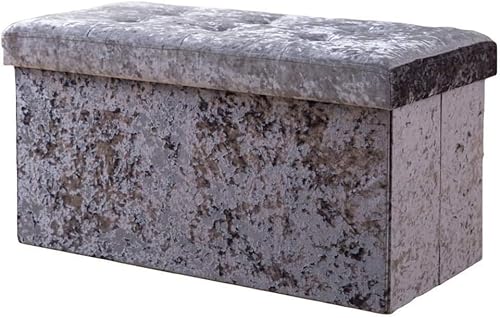 Aufbewahrungshocker, Sitztruhe, zusammenklappbar, faltbar, Pannesamt, für Spielzeug und Schuhaufbewahrung, Poufee-Sitz, Fußstütze, 76 x 38 x 38 cm (30 x 15 x 15) von CATANK