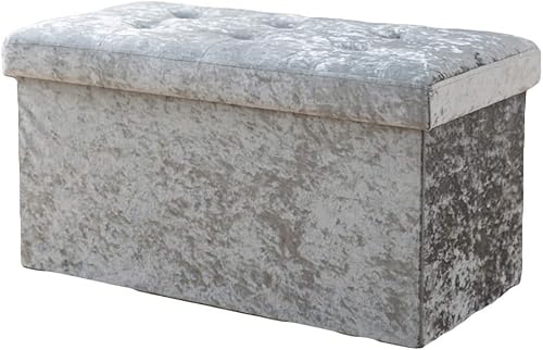 CATANK Aufbewahrungshocker, Sitztruhe, zusammenklappbar, faltbar, Pannesamt, für Spielzeug und Schuhaufbewahrung, Poufee-Sitz, Fußstütze, d 76x38x38cm (30x15x15) von CATANK