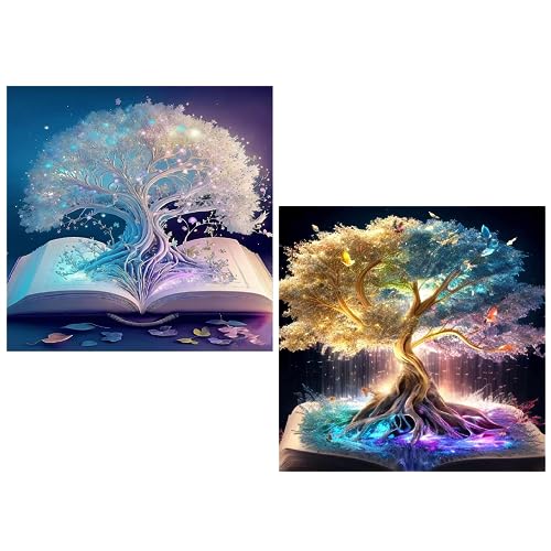 CATELL 2 Sets 5D Diamond Painting Baum, Diamant Bilder Erwachsene DIY Tree of Life für Heimdekoration Wanddekoration Malerei Kits 30x30cm von CATELL