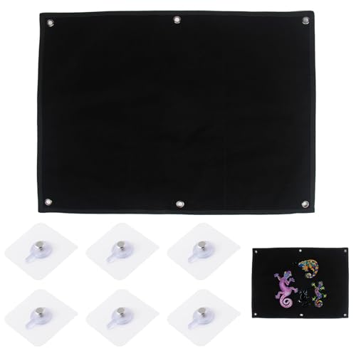 CATELL Patches Klett Wand, 60x45cm Wand Klettfläche Klettmatte mit 6 Haken Schwarz Kletttafel Patches Klett klettwand mit Ösen für Aufklebern Abzeichen Stempeln Militär Patch Aufhängung von CATELL