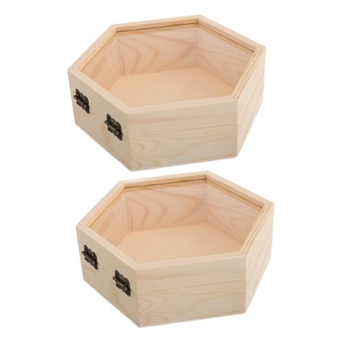 CATIEBYE 2 Stück Holzboxen Im Retro-stil, Schmuckschatulle Mit Glasdeckel, Sechseckige Box, Aufbewahrungsbox Für Getrocknete Blumen, Kleine Gegenstände Für Die Inneneinrichtung CATIEBYE 2 Stück Holzboxen Im Retro-stil, Schmuckschatulle Mit Glasdeckel, Sechseckige Box, Aufbewahrungsbox Für Getrocknete Blumen, Kleine Gegenstände Für Die Inneneinrichtung von CATIEBYE