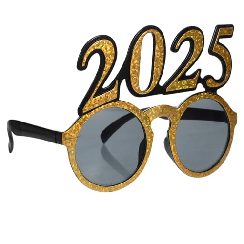 CATIEBYE Partybrille aus Leichtem Pc-material Goldene Neujahrs-dekobrille Lustige Brille für Silvester Abschlussfeiern Auffälliges Foto-accessoire für Erwachsene CATIEBYE Partybrille aus Leichtem Pc-material Goldene Neujahrs-dekobrille Lustige Brille für Silvester Abschlussfeiern Auffälliges Foto-accessoire für Erwachsene von CATIEBYE