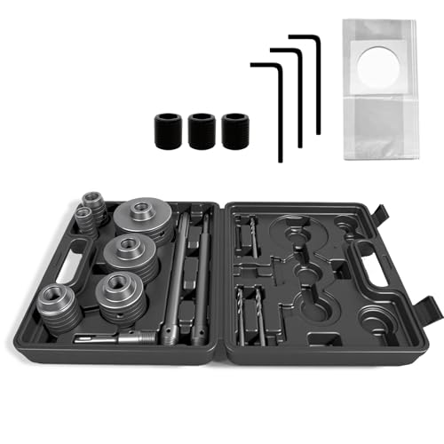 CATITO 20-teiliges Beton-Lochsägen-Set (30 mm, 40 mm, 50 mm, 65 mm, 80 mm, 100 mm), Beton-Lochsägen-Set für Beton, Verbindungsstangen für SDS Plus und SDS MAX, 5 Staubbeutel, Zement, Ziegelstein, Wand von CATITO