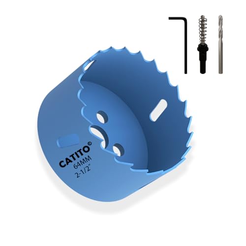 CATITO Bi-Metall-Lochsägenbohrer, 2-1/2 Lochsäge für Einbauleuchten, 2-1/2 Zoll Lochschneider für LED-Einbaubeleuchtung, ideal für Kunststoff, Holz, Sperrholz (64 mm丨2-1/2) von CATITO