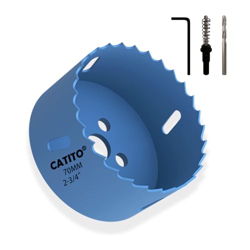 CATITO Bi-Metall Lochsägenbohrer, 2-3/4 Lochsäge für Einbauleuchten, 2-3/4 Zoll Lochschneider für LED-Einbaubeleuchtung, ideal für Kunststoff, Holz, Sperrholz (70mm丨2-3/4) von CATITO