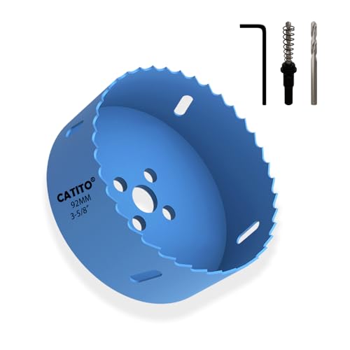 CATITO Bi-Metall-Lochsägenbohrer, 3-5/8 Lochsäge für Einbauleuchten, 3-5/8 Zoll Lochschneider für LED-Einbaubeleuchtung, ideal für Kunststoff, Holz, Sperrholz (92 mm丨3-5/8) von CATITO