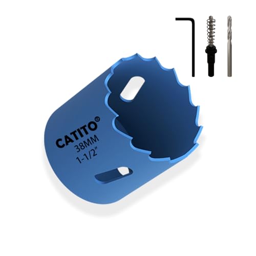 CATITO Bimetall-Lochsägenbohrer, 1-1/2 Lochsäge für Einbauleuchten, 1-1/2 Zoll Lochschneider für LED-Einbaubeleuchtung, ideal für Kunststoff, Holz, Sperrholz (38 mm丨1-1/2) von CATITO