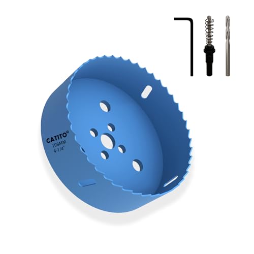 CATITO Bimetall-Lochsägenbohrer, 10,2 cm Lochsäge für Einbauleuchten, 4-1/4 Zoll Lochschneider für LED-Einbaubeleuchtung, ideal für Kunststoff, Holz, Sperrholz (108 mm丨4-1/4) von CATITO