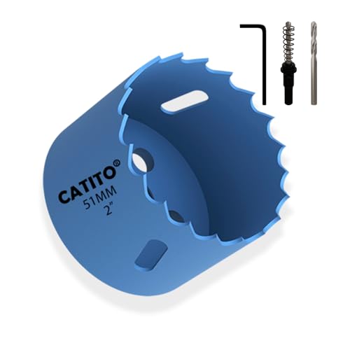 CATITO Bimetall-Lochsägenbohrer, 2-Lochsäge für Einbauleuchten, 5,1 cm Lochschneider für LED-Einbaubeleuchtung, ideal für Kunststoff, Holz, Sperrholz (51 mm丨2 Zoll) von CATITO