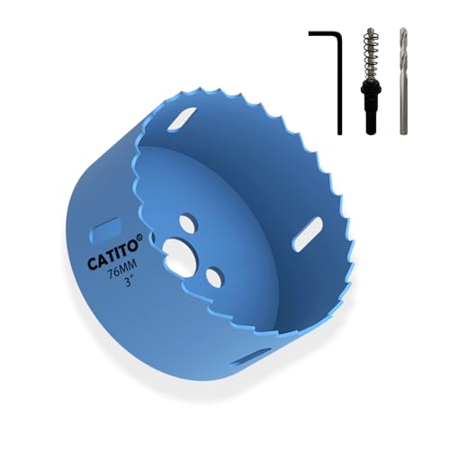 CATITO Bimetall-Lochsägenbohrer, 3-Lochsäge für Einbauleuchten, 7,6 cm Lochschneider für LED-Einbaubeleuchtung, ideal für Kunststoff, Holz, Sperrholz (76 mm丨7,6 cm) von CATITO