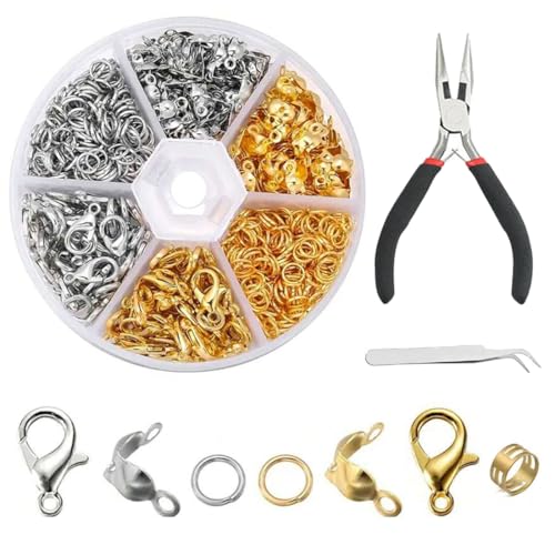 Verschluss für Armbänder, 460 Stück Verschlüsse für Armbänder, Armband Verschluss Set, Biegeringe, Ketten Verschlüsse, Schmuckverschluss, mit Schmuckzange Osenöffner(Gold+Silver) von CATOR