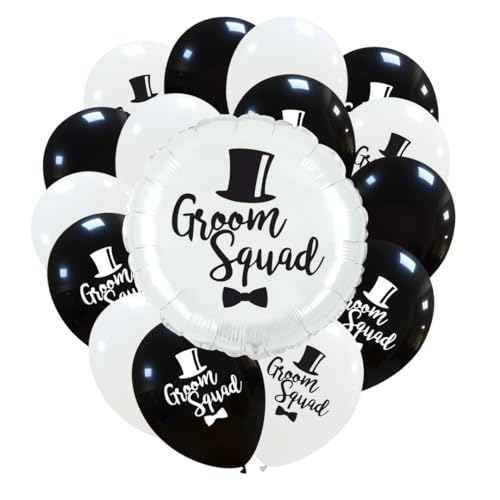 Cattex Luftballons Groom Squad 19-teiliges Set, weiß und schwarz, inklusive Folienballon 46 cm Cattex Luftballons Groom Squad 19-teiliges Set, weiß und schwarz, inklusive Folienballon 46 cm von CATTEX