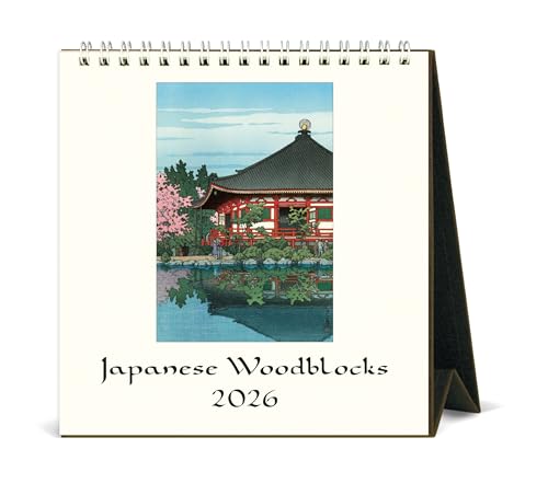 Cavallini Tischkalender 2026, japanische Holzblöcke, Staffelei, 15,2 x 16,5 cm, 12 Monate pro Monat, Stehtischkalender, ideal für japanische Holzblöcke, klein und niedlich von CAVANILLI & CO.