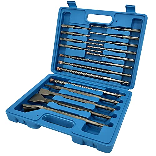 CAVATINY 17-tlg Bohrhammer SDS Plus Bohrer und Meißel Set ink. FLIESEBMEIßEL SDS Hammerbohrer für beton ziegel zement stein mit 4 Schneiden und tragbarem Koffer SDS Plus Schaft passend für Bohrhammer CAVATINY 17-tlg Bohrhammer SDS Plus Bohrer und Meißel Set ink. FLIESEBMEIßEL SDS Hammerbohrer für beton ziegel zement stein mit 4 Schneiden und tragbarem Koffer SDS Plus Schaft passend für Bohrhammer von CAVATINY