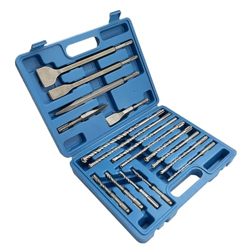 CAVATINY 17-tlg Bohrhammer SDS Plus Bohrer und Meißel Set ink. FLIESEBMEIßEL SDS Hammerbohrer für beton ziegel zement stein mit 4 Schneiden und tragbarem Koffer SDS Plus Schaft passend für Bohrhammer CAVATINY 17-tlg Bohrhammer SDS Plus Bohrer und Meißel Set ink. FLIESEBMEIßEL SDS Hammerbohrer für beton ziegel zement stein mit 4 Schneiden und tragbarem Koffer SDS Plus Schaft passend für Bohrhammer von CAVATINY