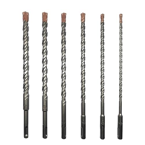 CAVATINY 6tlg SDS Plus Bohrer Set - SDS Hammerbohrer für beton, ziegel, zement, stein mit 4 Schneiden - 6tlg. 6 8 10 12 14 16 x 210mm - SDS Plus-Schaft passend für Bohrhammer von CAVATINY