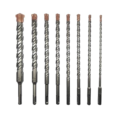 CAVATINY 8tlg SDS Plus Bohrer Set - SDS Hammerbohrer für beton, ziegel, zement, stein mit 4 Schneiden - inkl. Größen 6,8,10,12,14,16,20,25mm - SDS Plus-Schaft passend für Bohrhammer von CAVATINY