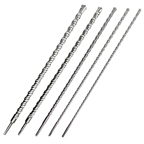 CAVATINY SDS Plus Bohrer Set 5-teilig, 600mm lang, Durchmesser 10/12/16/22/25mm mit 4 Schneiden, hartmetallbestückt, SDS Plus Bohrersatz, ideal für Bohrungen in Ziegel, Zement, Stein und Beton von CAVATINY