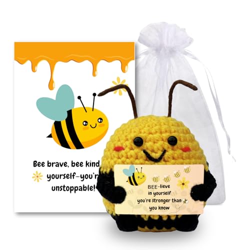 CAVERZ Pocket Hug Biene - Handgemachte Glücksbiene mit Motivationskarte | Süßer Glücksbringer für Geburtstag, Prüfung & Gute Besserung | Bee Happy Geschenk für Familie und Freunde CAVERZ Pocket Hug Biene - Handgemachte Glücksbiene mit Motivationskarte | Süßer Glücksbringer für Geburtstag, Prüfung & Gute Besserung | Bee Happy Geschenk für Familie und Freunde von CAVERZ