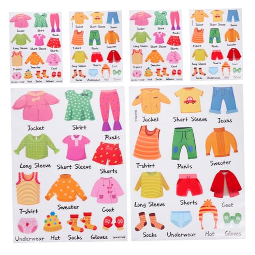 6 Stück Teiliges Abnehmbarer Kleidungsetiketten für Wandsticker zur Kleiderklassifikation für Schrank und Kommode Dekoration für Kinderzimmer Einfach Anzubringen Entfernen von CAXUSD
