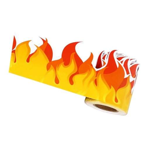 CAXUSD 1 Rolle Kreidetafel Randaufkleber Kreidetafel Rand Für Pinnwand Tafel Randaufkleber Wandaufkleber Flammen Rand Rot Beschichtete Papieraufkleber von CAXUSD