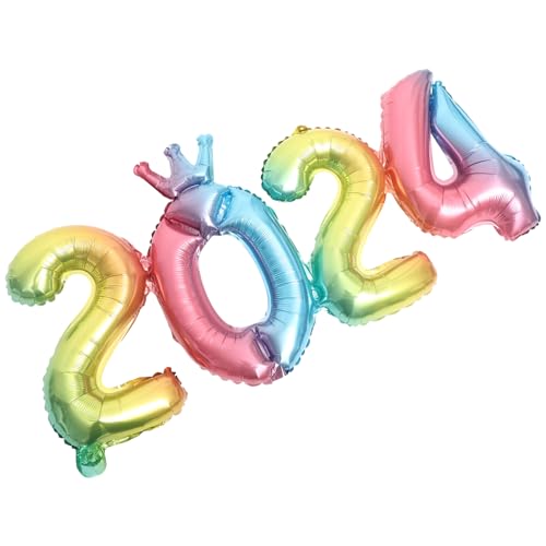 CAXUSD Partyzubehör 1 Satz 2024 2024 Aluminiumfolienballon Party-Zahlenballon Silber Roségold Partydekoration Luftballons Golddekor Neujahrsdekore Ballon für die Party gedenken Marmor von CAXUSD