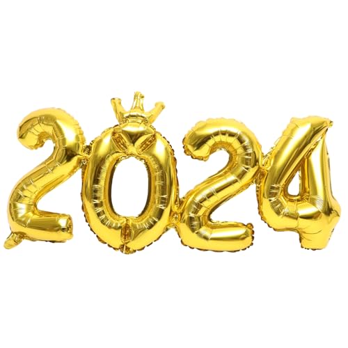 CAXUSD Partyzubehör 1 Satz 2024 Dekorativ Frohes Neues Jahr Dekorationen Silvester Luftballons Folienballons Für Das Neue Jahr Kronenballons Goldene Baby Geschenk Groß Aluminiumfolie von CAXUSD