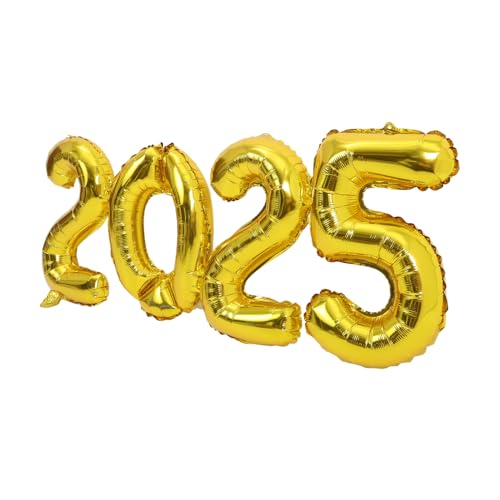 CAXUSD 1 Satz 2025 Ballon 2025 Grad Ballon 2025 Neujahrsballons Leuchtende Partyartikel Partydekorationen Für Mädchen 2025 Luftballons Silvester Luftballons Strauß Golden Aluminiumfolie von CAXUSD