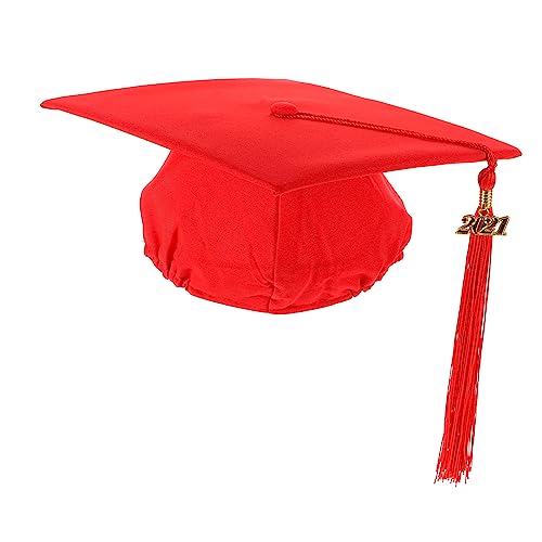 CAXUSD 1 Stk Abiturmütze Schwarze Tiara Vorschulabschlusskappe Partyhüte Für Erwachsene Abschlusshüte Kostümhaube Stylisches Schwarzer Hut Kind Gewebte Erwachsener Rot Quaste von CAXUSD