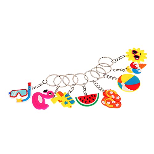 CAXUSD 10 Stk Hawaiianische Schlüsselanhänger im Sommerdesign PVC Schlüsselketten für Strandpartys und Frauen Kreative Dekoration für Taschen und Schlüssel von CAXUSD