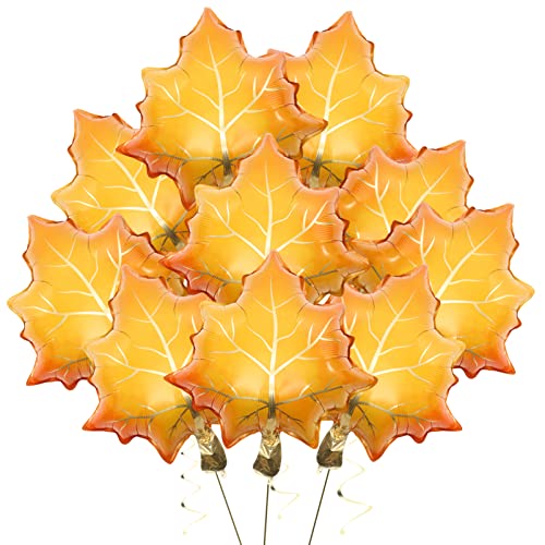 CAXUSD 10 Stück Ballon Aus Aluminiumfolie Herbstliche Ballongirlande Halloween-partyballons Valentinstag Luftballons Herbstluftballons Ballon Glänzen Blattdekoration Yellow Aluminiumfolie von CAXUSD