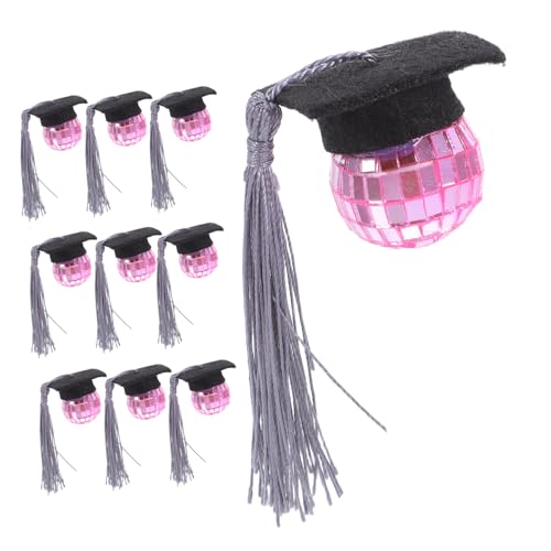 CAXUSD 10 Stück Mini -abschlusskappendekoration Disco-kugel-kuchendekorationen Cupcake-topper Mit Abschluss Abschlusskappendekorationen Disco-kugel-kuchenaufsatz Acryl Silver von CAXUSD