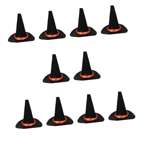 CAXUSD 10 Stück Teiliges Mini Filz Hexenhüte in Schwarz Halloween Weinflaschen Dekoration Handliche Flaschenabdeckungen für Gruselige Party-deko und Festliche Tischgestaltung von CAXUSD