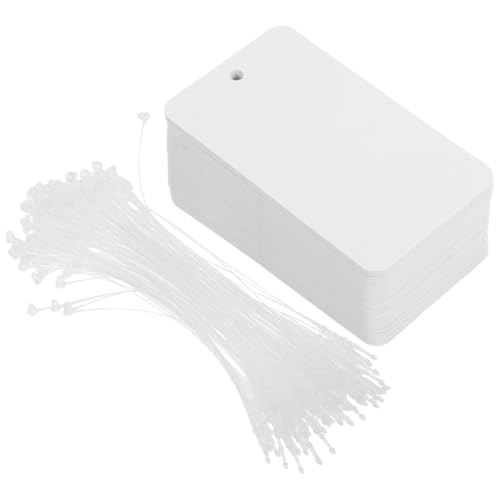 CAXUSD 100 Stück Wasserdichte PVC Hangtags mit Lanyard Leere Weiße Etiketten für Id Halter Schmuckdisplay Heimgebrauch und Versand für Verschiedene Anwendungen von CAXUSD