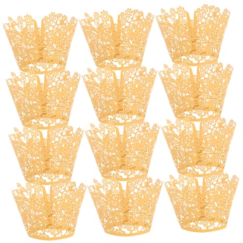 CAXUSD 100st Kuchenförmchen Aushöhlen Kuchen Tassen Cupcake-liner Dessertbecher Weißer Kleiner Kuchen Individuelle Cupcake-boxen Cupcake-tassen Kuchentasse Cupcake-förmchen Golden Papier von CAXUSD