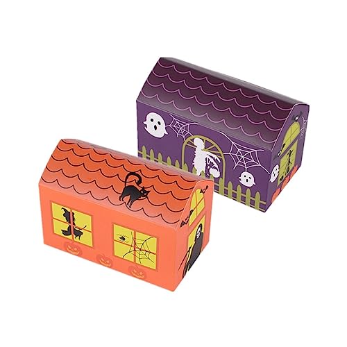 CAXUSD 10St Halloween-Süßigkeiten-Boxen Kürbis Bonbontüten Bonbonhalter mit Geistermuster Halloween-Spinnennetzmuster-Eimer Zubehör Geschenkbox Süßigkeiten-Stand Süßigkeiten Box Violett von CAXUSD