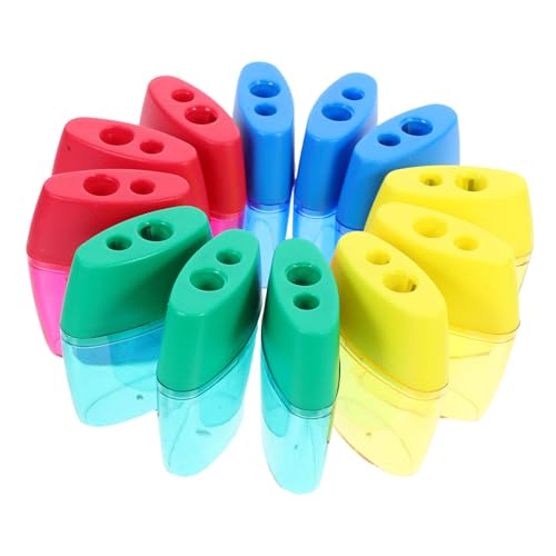 CAXUSD 12 Stück Bleistiftspitzer Mit Doppelloch Manuelle Bleistiftspitzer Heavy Duty Taschenschärfer Handbleistiftspitzer Für Tragbarer Bleistiftspitzer Tragbarer Plastik von CAXUSD