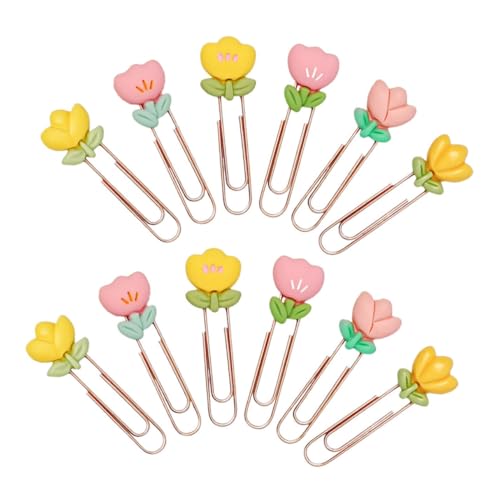 CAXUSD 12 Stück Blume Lesezeichen Blumenförmige Papierklammern Blumenförmige Dokumentclips Blume Büroklammern Memo-clips Papierhesezeichen Halter Für Büroklammern Planer Büroklammern Pvc von CAXUSD