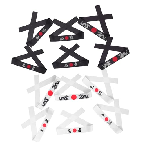 CAXUSD 12 Stück Ninja-Kapuze sportliche Kopfbedeckungen Karate-Geburtstagsparty-Dekorationen japanische stirnbänder sportliches Schweißband Bandana japanische Partydekoration Stoff von CAXUSD