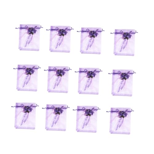 CAXUSD 12 Stück Teiliges Kordelzug geschenkbeutel aus Mesh mit Schleifen design Wiederverwendbare Süßigkeitentüten in Violett als Party Präsentbeutel für Süßigkeiten und Kleine Geschenke von CAXUSD