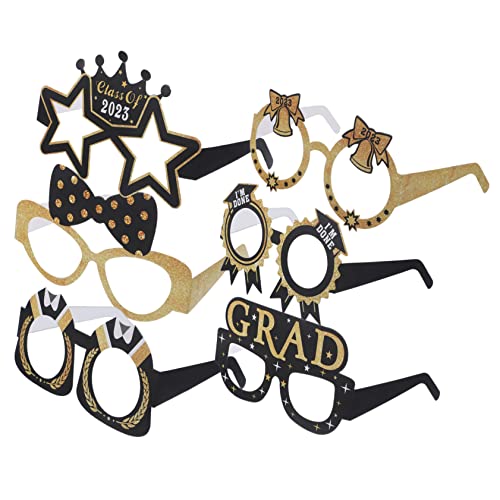 CAXUSD 12st Papierbrille Für Die Abschlusssaison Zubehör Für Die Abschlussfeier Grad Partybrille Requisiten Für Das Abschlussfoto 2023 Glückwunsch Brille Sterndekor Blitz Brillengestelle von CAXUSD