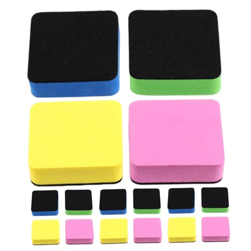 CAXUSD 16 Stück Square Blackboard Rub Trockener Erasergummi kleine Whiteboard-Radiergummis sauberer Radiergummi Magnetische, trocken abwischbare Radiergummis Tafelwischer Eva Filztuch von CAXUSD